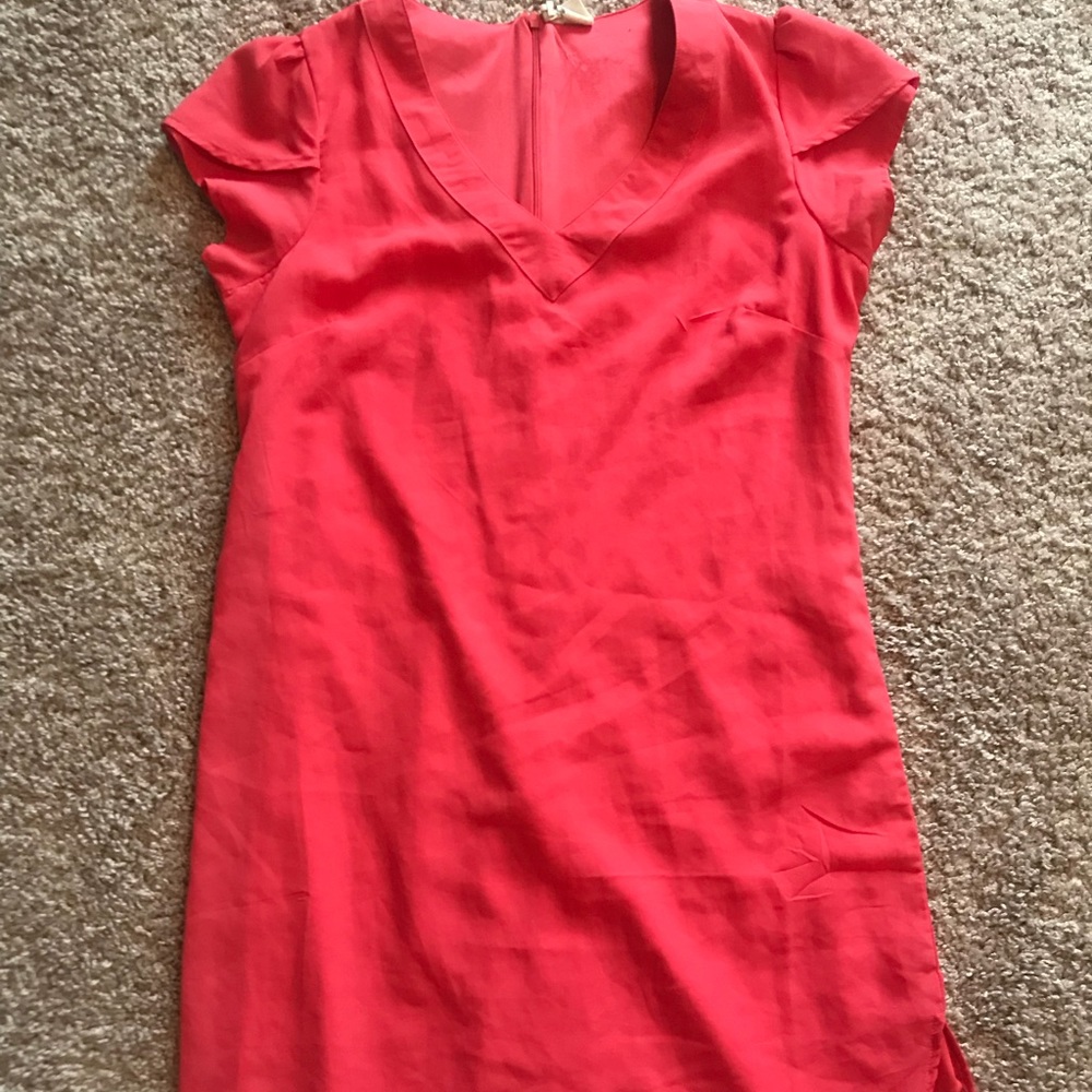Coral dress with ruffle sleeves